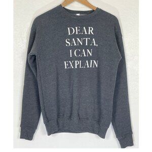 Canvas Christmas Holiday Sweatshirt Dear Santa I Can Explain XS